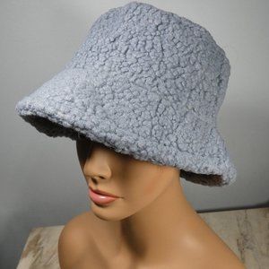Fabulous Fuzzy and Fun! Stylish Fashionable Blue Gray Bouclé Bucket Hat